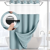 cheap Shower Curtains-Waffle Weave Shower Curtain 180cm*180cm(70&quot;*70&quot;) with Snap-in Fabric Liner Set, Solid Colored Hotel Style for Bathroom with Mesh Top Window