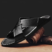 preiswerte Urlaubsandalen-Braune Herren-Sandalen mit Kreuzriemen aus Kunstleder – bequeme Schlupfsandalen mit hochwertiger Lederkonstruktion und verstellbarer Passform, ideal für entspannten Sommerlook und Outdoor-Abenteuer