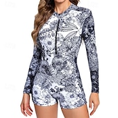 halpa One Pieces Rash Guards-Naisten Ihottumissuoja Uimapuku Etuvetoketju Spandex UV-aurinkosuojaus UPF50+ Nopea kuivuminen Pitkähihainen Uima-asut Uimapuku Lainelautailu Hiekkaranta Vesiurheilu Kesä