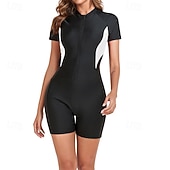 economico Rash Guard – Mute-Per donna Top sottomuta Costume Intero Protezione Solare UV UPF50+ Leggero Manica Corta Spandex Costume da Bagno costume da bagno Cerniera Frontale Nuoto Surf Spiaggia Sport Acquatici Patchwork