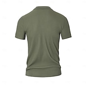 preiswerte Klassisches Poloshirt für Herren-Herren Polo Strick-Polopullover Geschäft Lässig V Ausschnitt Kurzarm Formell Linien / Wellen Neuheit Sommer Ganzjahres Schwarz Weiß Armeegrün Beige Kaffee Polo