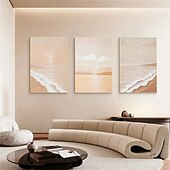 preiswerte Abstrakte Gemälde-Wellenölgemälde handgemaltes abstraktes Ölgemälde Wandkunst 3er Set beige abstrakte Malerei auf Leinwand beige Textur Gemälde Wandkunst neutrale abstrakte Malerei Wandkunst Wanddekoration