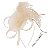 baratos Chapéus e Fascinators-chapéus fascinators com penas para mulheres chapéus kentucky derby chapéu de igreja para festa do chá com faixa de cabeça e clipe
