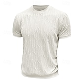 お買い得  メンズカジュアルTシャツ-男性用 Tシャツ 半袖シャツ ティートップ 半袖 クルーネック 夏 平織り ファッション デザイナー ベーシック パッチワーク バケーション ストリート お出かけ ブラック ホワイト メンズトップTシャツ