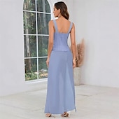 preiswerte Unter 129,99 $-Hosenanzug Brautmutterkleid Hochzeitsgast Elegant Quadrathals Bodenlang Polyester Spitze Langarm mit Einfarbig 2025