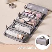 cheap Jewelry &amp; Cosmetic Storage-Leather Travel Cosmetic Bag Large Capacity Portable Women Makeup Case Waterproof Toiletry Makeup Organizer Storage Bag Foldable 4 In 1 Travel Toiletry Bag Cosmetics Storage Bag
