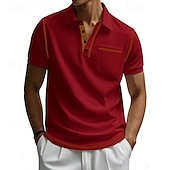 baratos Polo Clássico Masculino-Homens Camisa de golfe Camisas Polos de Golfe Trabalho Casual Lapela Manga Curta Básico Moderno Bloco de cor Patchwork Botões Verão Normal Preto Branco Vinho Azul Marinha cáqui Verde Tropa Camisa de