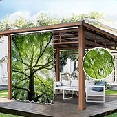 baratos Cortinas à prova d&#039;água-Cortina Externa Impermeável para Privacidade Cortina Deslizante para Pátio Cortinas de Pérgola com Olhal 3D Paisagem Florestal para Gazebo Varanda Alpendre Festa 1 Painel