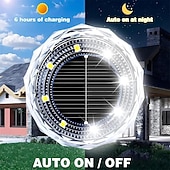 abordables Éclairage au sol-Lampes solaires d&#039;extérieur à 8 LED, disques solaires plats, étanches IP65, éclairage d&#039;allée à énergie solaire pour jardin, pelouse, patio, cour, chemin, paysage, blanc froid