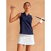 cheap Polos &amp; Quarterzips-Women&#039;s Golf Polo Shirt Baby blue Lake blue Black Sleeveless Top Ladies Golf Attire Clothes Outfits Wear Apparel