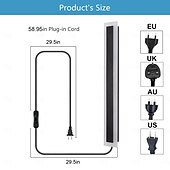 baratos Candeeiros de Parede de interior-Luminária de parede moderna com plugue, à prova d'água, de 30 a 120 cm, em acrílico preto fosco, com LED, para uso externo, cabo de 1,5 m com plugue e abertura para instalação interna. Ideal para sala de estar, banheiro, maquiagem e corredor.