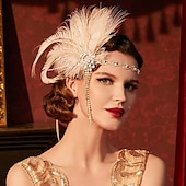 olcso Kiegészítők és még sok más-A nagy Gatsby Flapper fejpánt Gyöngyös karkötő Fülbevaló A nagy Gatsby Toll Retro Csillogó glitter Női Farsang Valentin nap Álarcos mulatság Party estélyi viselet Álarcos mulatság Fesztivál Felnőttek
