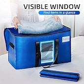cheap Clothing &amp; Closet Storage-2 Pack Extra Large Moving Bags, Heavy Duty Totes for Storage with Visible Window, U-Shaped Around Handles, Storage Contrainer Box for Space Saving