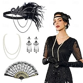 olcso Kiegészítők és még sok más-1920-as évek A nagy Gatsby Flapper fejpánt Gyöngyös karkötő Fülbevaló A nagy Gatsby Toll Retro Csillogó glitter Kristály / Strassz Női Farsang Valentin nap Álarcos mulatság Party estélyi viselet