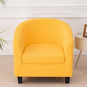 cheap Armchair Cover &amp; Armless Chair Cover-2 Piece Club Chair Slipcover Stretch Barrel Chair Covers Solid Tub Chair Slipcovers Soft Armchair Covers Removable Furniture Protector Arm Chair Cover for Living Room