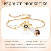 cheap Personalized Gifts-Personalized Photo Cat Paw Projection Bracelet, Custom Best Gift for Her, Cute Paw Print Memory – Perfect for Mother’s Day, Valentine’s Day, Christmas, Birthday, Anniversary Gift for Mom, Wife, Girlfriend – Gentle Love and Care