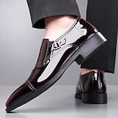 preiswerte Formell-Herrenschuhe - schwarz-weiße Lackschuhe mit Schnalle für Hochzeiten, Galas und Tanzpartys