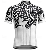 abordables Maillots pour hommes-Men's Cycling Jersey Geometric Short Sleeve Bike Tee Tshirt Jersey with 3 Rear Pockets Mountain Bike MTB Quick Dry Anatomic Design Wicking Breathable Sports Wine Red Black Blue Clothing Apparel