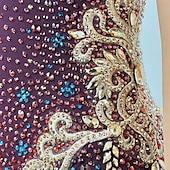 economico Abiti da Pattinaggio Artistico-Abito da pattinaggio artistico Per donna Ragazze Pattinaggio sul ghiaccio Vestito Borgogna Patchwork Schiena aperta Rete Alta elasticità Allenamento Competizione Vestiti da pattinaggio sul ghiaccio