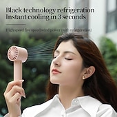 cheap Fans-Mini Handheld Fan with Ice Cooling Pad, 5-Speed Wind, 3000mAh USB Rechargeable, Portable Desktop Personal Fan with Hook, Type-C Fast Charging for Summer Travel and Outdoor Use