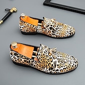 levne Pánské nazouváky a mokasíny-pánské slip-on společenské boty s leopardím vzorem - stylová společenská obuv na taneční párty a speciální akce