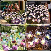 abordables Éclairage paysager-Lot de 2 lampes solaires d&#039;extérieur en forme de fleur, luminaire décoratif d&#039;intérieur, idéal pour un jardin, une pelouse, une cour, une allée ou un camping