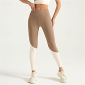 olcso Jóga leggings és harisnyanadrág-Női Jóga nadrág Jóga leggings Kollázs Hasformáló Alakformáló Magas derék Jóga Edzőterem edzés Pilates Harisnyanadrág Színes Barna Khakizöld Spandex Ősz Sport Sportruházat Nyúlós Sovány