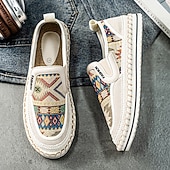 cheap Slip-On Casual Shoes-Men's Black and Red Slip-On Walking Shoes with Tribal Pattern – Comfortable and Stylish Sneakers for Casual and Outdoor Activities