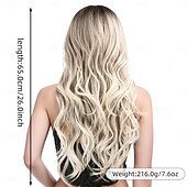 abordables Perruques Synthétiques Sans Bonnet-Perruque Synthétique Ondulé Ondulation profonde Coupe dégradée Séparation profonde Fabriqué à la Machine Perruque 26 pouces A1 Cheveux synthétiques Femmes Au Milieu Élastique Confortable Blond Blanc