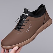baratos Casual-tênis casual bege com cadarço para homens - calçados confortáveis para o dia a dia para passeios casuais