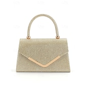 cheap Clutches &amp; Evening Bags-Women&#039;s Glitter Evening Clutch Bag with Chain Strap – Elegant Structured Top Handle Purse for Weddings, Cocktail Parties and Formal Events