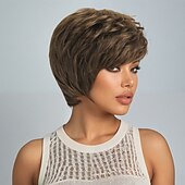 お買い得  古いかつら-人工毛ウィッグ ウェーブ アシメントリー・ヘアカット ディープパーティー 機械製 かつら 10 インチ A1 合成 女性用 クール クラシック 快適 マルチカラー