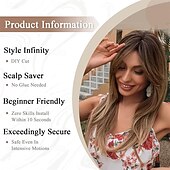 economico Parrucche trendy sintetiche-Parrucche castane ombré con frangia, lunghe e lisce, a strati, per donne, parrucche in capelli sintetici resistenti al calore