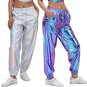 levne Spodní části-Retro 80. léta Po kotníky Kalhoty Běžci Disko Lesklý latexový patent Kov Pevná barva Pánské předvečer Všech svatých Karneval Pride Parade Měsíc hrdosti Dospělí Kalhoty Celý rok