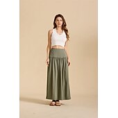 levne Spodní části-Retro Středověké Renesanční Po kotníky Sukně Cottagecore Pevná barva Dámské Fantazie Dovolená LARP Ren Faire Dospělé Sukně Jaro léto