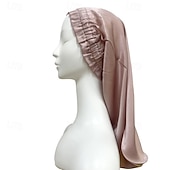 abordables sombreros caseros-Diadema larga de seda banda elástica Para dormir con cabello largo transpirable A prueba de viento Cálido sombrero elástico de seda de morera