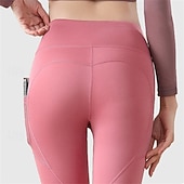 economico Leggings e collant da yoga-Per donna Pantaloni da yoga Leggings da yoga con Tasca per Telefono Sollevamento glutei Controllo addominale Vita Alta Pilates Allenamento in Palestra Allenamento Collant Tinta unica Nero Rosa Rosso