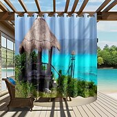 Χαμηλού Κόστους Αδιάβροχες κουρτίνες-Αδιάβροχη Εξωτερική Κουρτίνα Ιδιωτικότητα Κουρτίνες Πατιό Ολισθηρές Κουρτίνες Πέργκολας Γαζωμένες 3D Τοπίο Διακοπών Στην Θάλασσα Για Κιόσκι Μπαλκόνι Βεράντα Γιορτή 1 Πάνελ