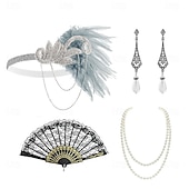 billige Tilbehør og mer-1920-tallet Den store Gatsby Flapperpannebånd i 1920-stil Den store Gatsby Fjær Kontor / Bedrift Glitrende glitter Krystall / Rhinstein Kostyme Dame Karneval Valentinsdag Maskerade Festkveldsklær