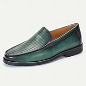 abordables Mocassins en cuir de qualité supérieure-Mocassins en cuir vert pour homme avec motif perforé – chaussures Kentucky Derby pour événements décontractés et semi-formels élégants