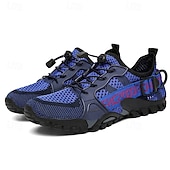 voordelige Casual Sneakers-Voor heren Sneakers Rivierschoenen Canyoning PU Leder Netstof Ademend Comfortabel Anti-slip Veters Zwart Donker paars Blauw Zomer Lente