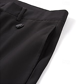 cheap Loose-Men&#039;s Dress Pants Trousers Pocket Layered Straight Leg Plain Comfort Soft Knee Length Formal Outdoor Daily Elegant Fashion Black White Micro-elastic