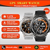 abordables Relojes inteligentes-SmartWatch GPS compás altitud exterior AMOLED 466*466 pantalla HD frecuencia cardíaca llamada por Bluetooth IP68 pulsera inteligente para hombres