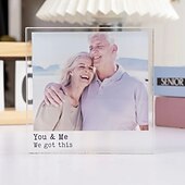 levne Personalizované dárky-personalizovaný fotoblok akrylové sklo na zakázku foto plaketa akrylový blok foto text krystal svatební dárek narozeniny Den otců svatby