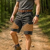 cheap Outdoor-Men&#039;s Cargo Shorts Shorts Bermuda shorts Beach Shorts Hiking Shorts Multi Pocket Straight Leg Geometric Color Block Plain Breathable Moisture Wicking Knee Length Outdoor Casual Daily Vacation Fashion