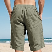 billiga Semester-Herr Capribyxor Linne Shorts Sommarshorts Beach Shorts Snörning Elastisk midja Slät Komfort Andningsfunktion Vadlängd Utomhus Dagligen Strand Semester Mode Svart Vit