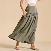 levne Spodní části-Retro Středověké Renesanční Po kotníky Sukně Cottagecore Pevná barva Dámské Fantazie Dovolená LARP Ren Faire Dospělé Sukně Jaro léto