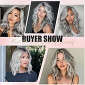 voordelige Synthetische trendy pruiken-18 inch korte golvende zwarte pruik voor vrouwen, middellange zwarte bob, synthetische hittebestendige, natuurlijke en realistische zwarte haarpruik voor dagelijks kapsel, cosplay, feestgebruik