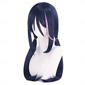 abordables Perruques d&amp;#39;anime-Perruque Synthétique Cyber ghost good Miside Mita costumed wig Lisse Lisse naturel Raie au milieu Avec Bandeau Fabriqué à la Machine Perruque 28 pouces A1 Cheveux synthétiques Femmes Au Milieu