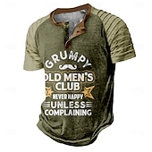 billige Morsomme ord-Herre Morsom Slang Henly-skjorte Raglan T-skjorte Kortermet T skjorte Henley Skjorte Mote Daglig Designer Feriereise Gate Avslappet Svart Blå Grønn Sommer Vår Klær S M L XL XXL XXXL